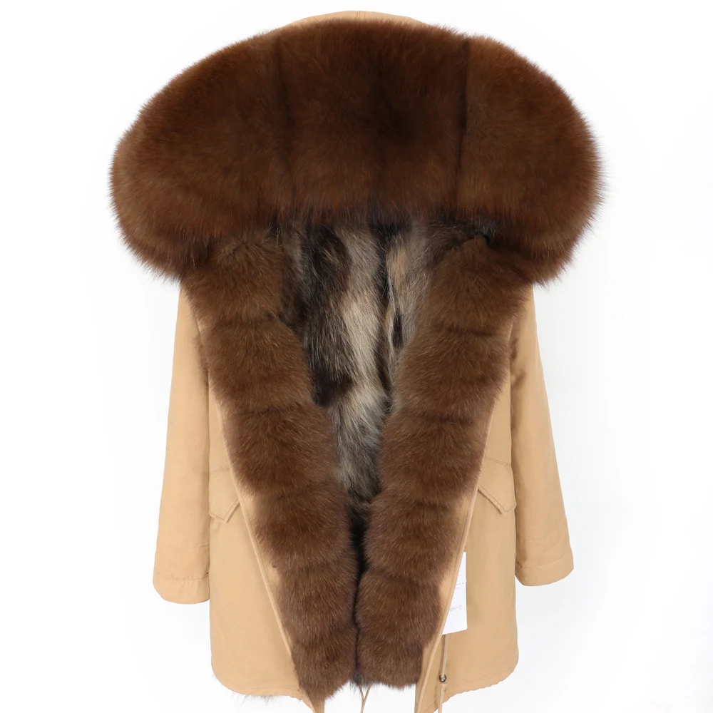 Fox Fur Big Collar Parka Winter Women's Clothing Medium And Long Section Detachable Thick Liner Coat Park Warm | Женская одежда