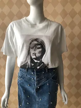 

Women T-shirt 2020 100% Cotton Printing White Short Sleeve Cool T-Shirt