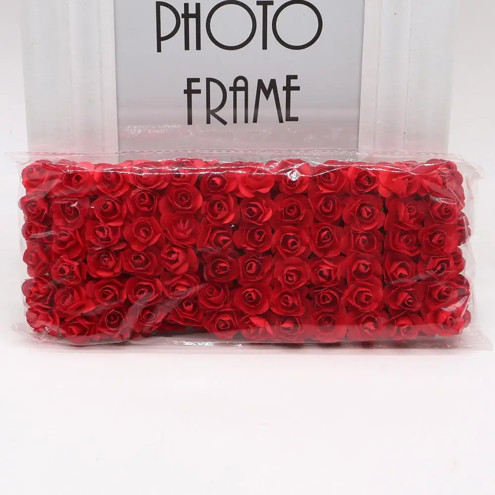 144 шт./лот, 1,5 см, искусственные маленькие бумажные розы ручной работы, вечерние принадлежности, свадебные украшения для автомобиля, искусственные цветы - Цвет: 11
