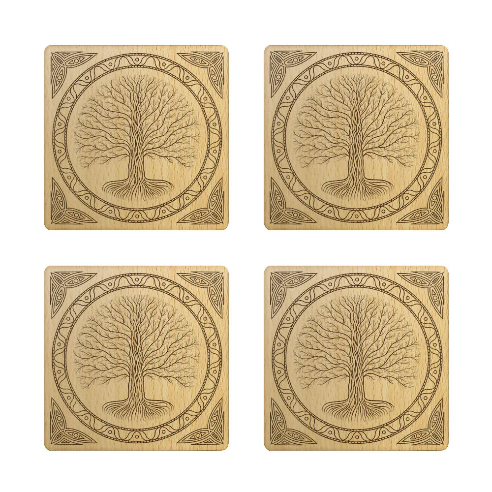 4 Celtic Tree Coaster Set