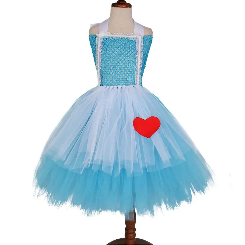 

Alice Tutu Dress Costume Turquoise White Princess Girls Birthday Party Dress Kids Halloween Alice Cosplay Costume Fluffy Dresses