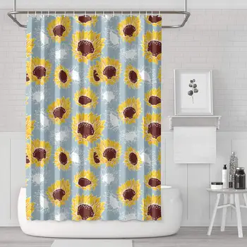 

Sunflower Pattern Sunflower Plates Print Shower Curtain Colorful Afrocentric Style Bathroom Decor Polyester Fabric Shower