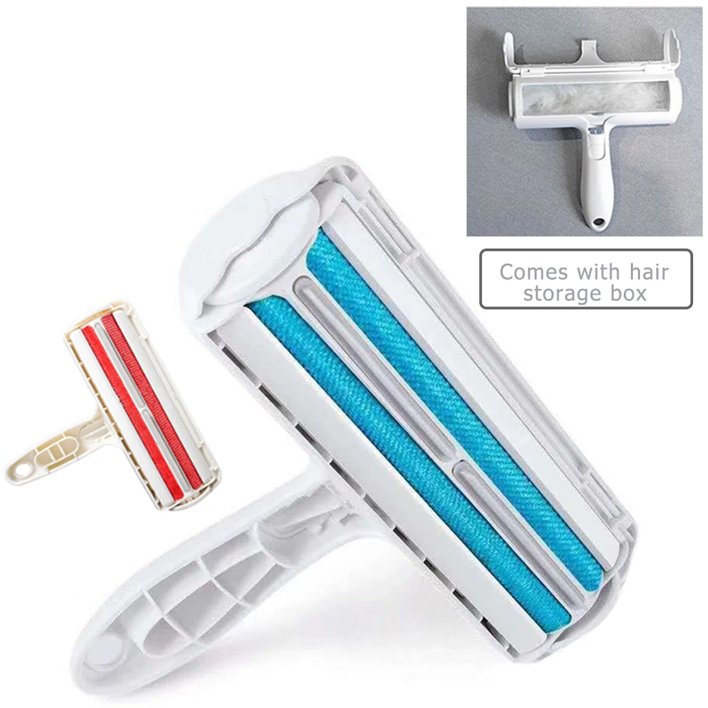 Pet Hair Roller Remover Lint Brush 2-Way Dog Cat Comb Tool Convenient Cleaning Dog Cat Fur Brush Base Home Furniture Sofa Clothe-0