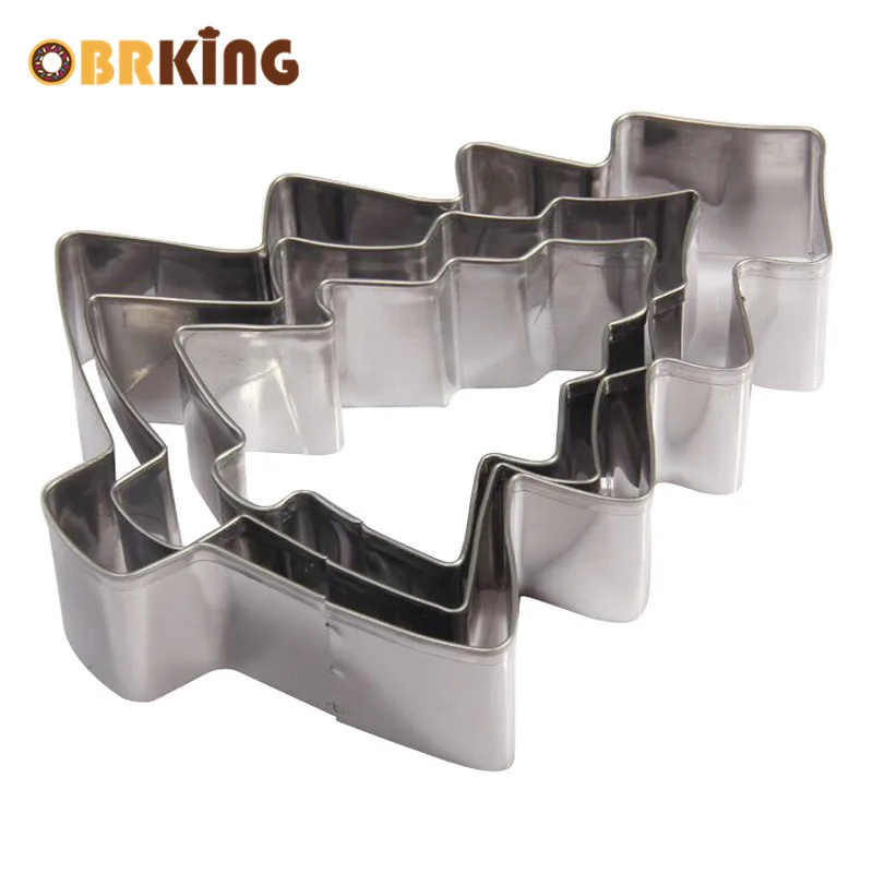 OBRKING 3 шт./компл. Нержавеющая сталь Рождество печенья 3D печенья модель нож для разрезания торта Fondant(сахарная) резак кухонные инструменты для выпечки «сделай сам»