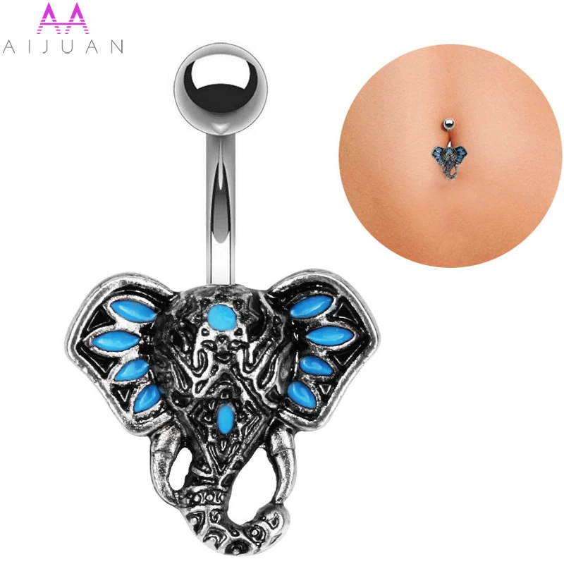 

Navel Belly Piercing Elephant Ombligo Nombril Button Ring Percing Piercings Pircing De Umbigo Ombelico Stainless Steel Animals