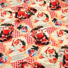 105 см Ширина дорогой Санта и подарок хлопчатобумажная ткань для девочек одежда домашний текстиль Чехлы для подушек сумки Рождественский день украшения DIY-BK709