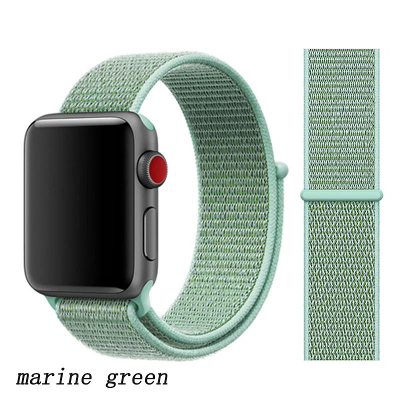 Ремешок для apple watch 5 4 ремешок 44 мм 40 мм Correa 42 мм 38 мм iwatch 5 4 3 2 нейлоновый браслет pulseira ремешок для часов - Цвет ремешка: marine green