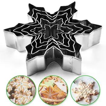 

Snowflake Shape Mould Christmas Snowflake Molds Stainless Steel Cookie Cutters Cake Biscuit Moulds Fondant Icing Mold Christmas