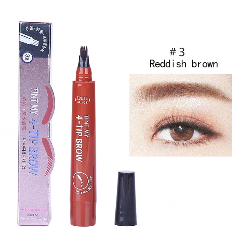 1 Pc Brand New Microblading Liquid Eyebrow Pencil Waterproof Fine Sketch Eyebrow Tattoo Pen 4 Fork Tip Eyebrow Enhancer TSLM2 - Цвет: 03