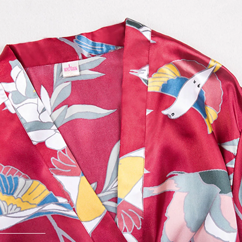 Новые продукты Дамский халат нижнее белье пижамы мини платье атласные халаты халат кимоно халаты сексуальные 098