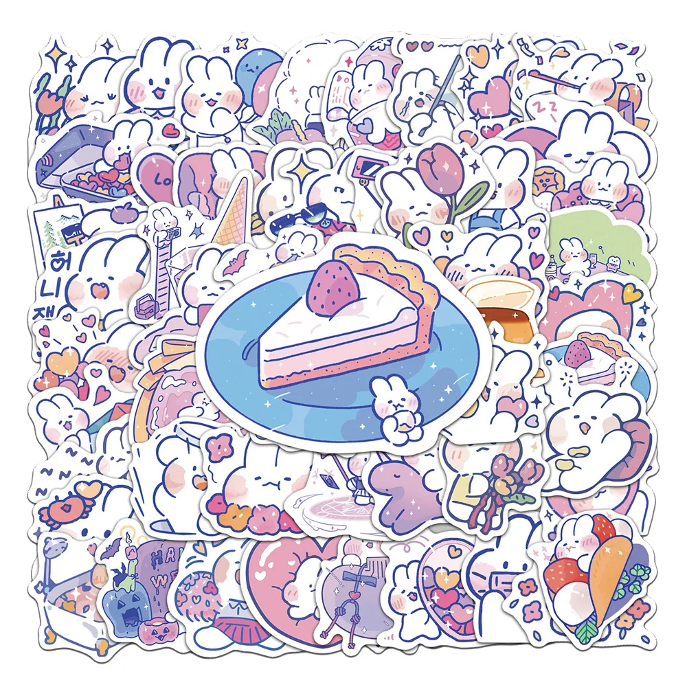 50pcs Soft Cute Rabbit Stickers For Notebooks Stationery Laptop Kscraft Pink Sticker Scrapbooking Material Scrapbook Supplies