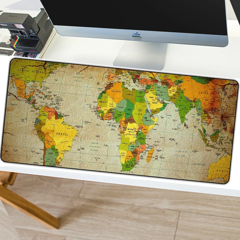  SOVAWIN 800x300mm Large Gaming Mouse Pad World Map Natural Rubber Locking Edge XL MousePad Game Key