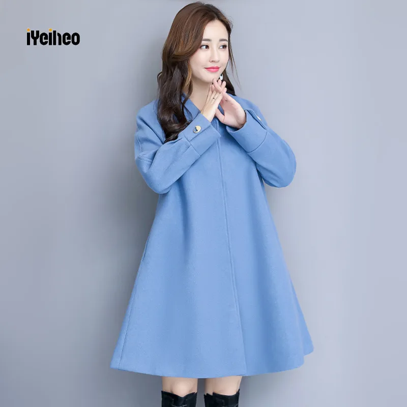 

Loose Wool Jacket Women Mid-length Coat Autumn Winter 2019 New Fashion Thick Warm Woolen Overcoat Mother Outerwear Female