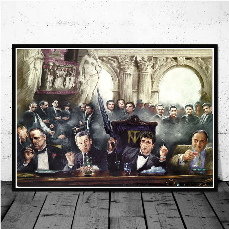 NT211 печать плакатов подарок Крестный отец гангстеры Sopranos Ретро кино актер стены искусства холст Картина гостиная Декор для дома комнаты - Цвет: Зеленый