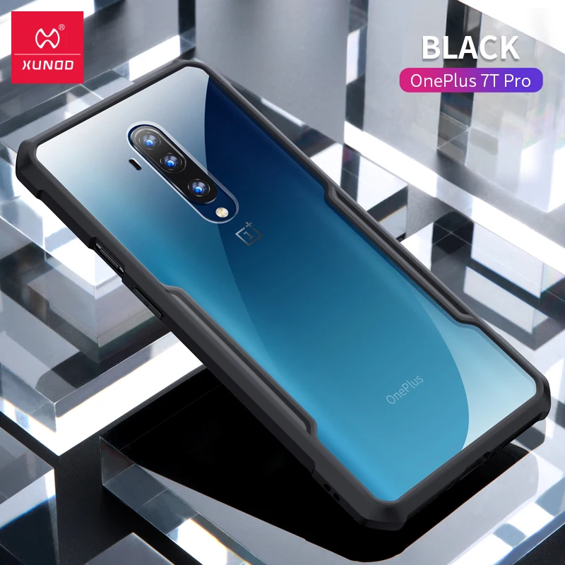 Black Чехол для Oneplus 7T Pro xundd Роскошный чехол из ТПУ с 3D лазерным покрытием для противоударного телефона One Plus 7T чехол s с ремешком - Цвет: Black