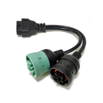 

6 Pin J1708 + 9 Pin J1939 to 16 Pin OBD2 OBD-II Adapter Cable Heavy Duty Truck