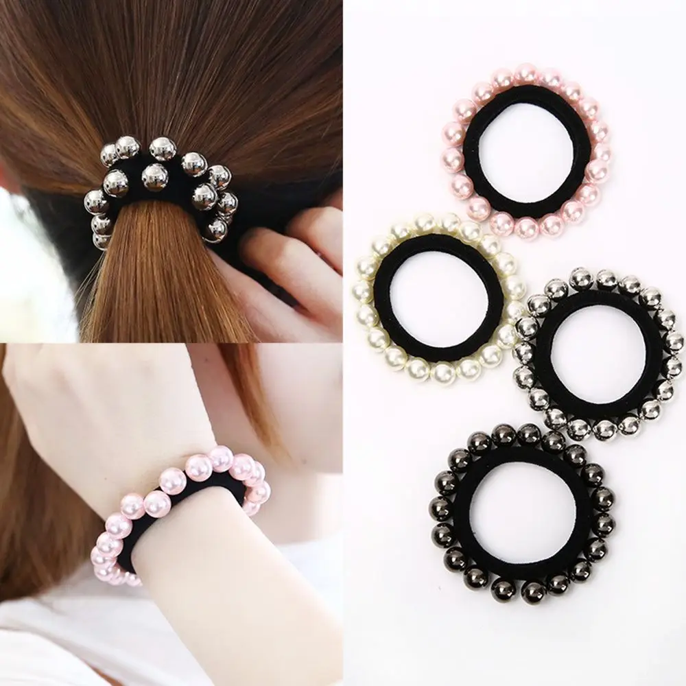 Korea Handmade Pearl Hair Rope Tie Women Breads Elastic Hair Bands Headbands Ponytail Holder Girls Scrunchies Hair Accessoris