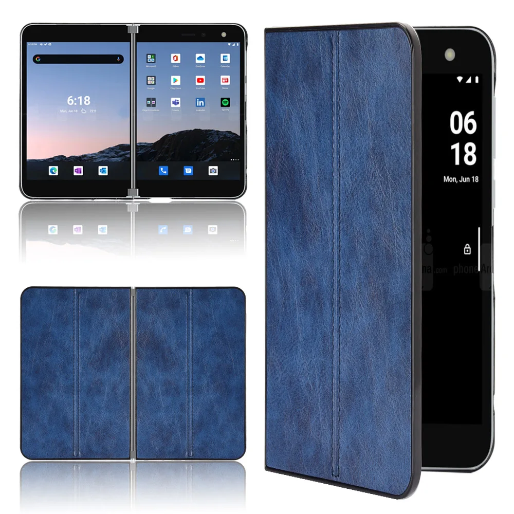 Per Microsoft Surface Duo Custodia Sutura Soft Edge Custodia Rigida In Pelle Pu Per Microsoft Surface Duo Case 8.1"