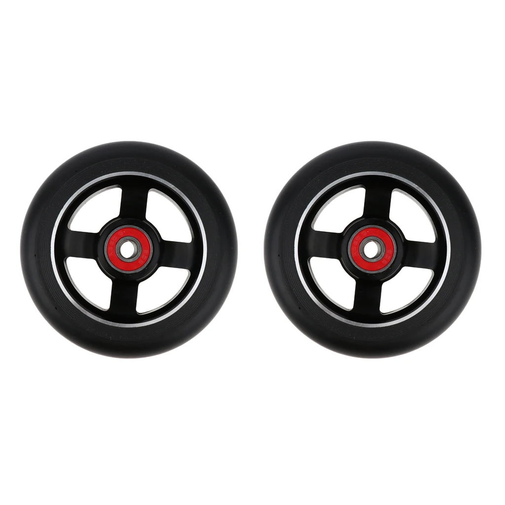 Online 2 piezas de repuesto 100mm empuje Kick ruedas de Scooter con rodamientos y bujes accesorios de piezas de Scooter
