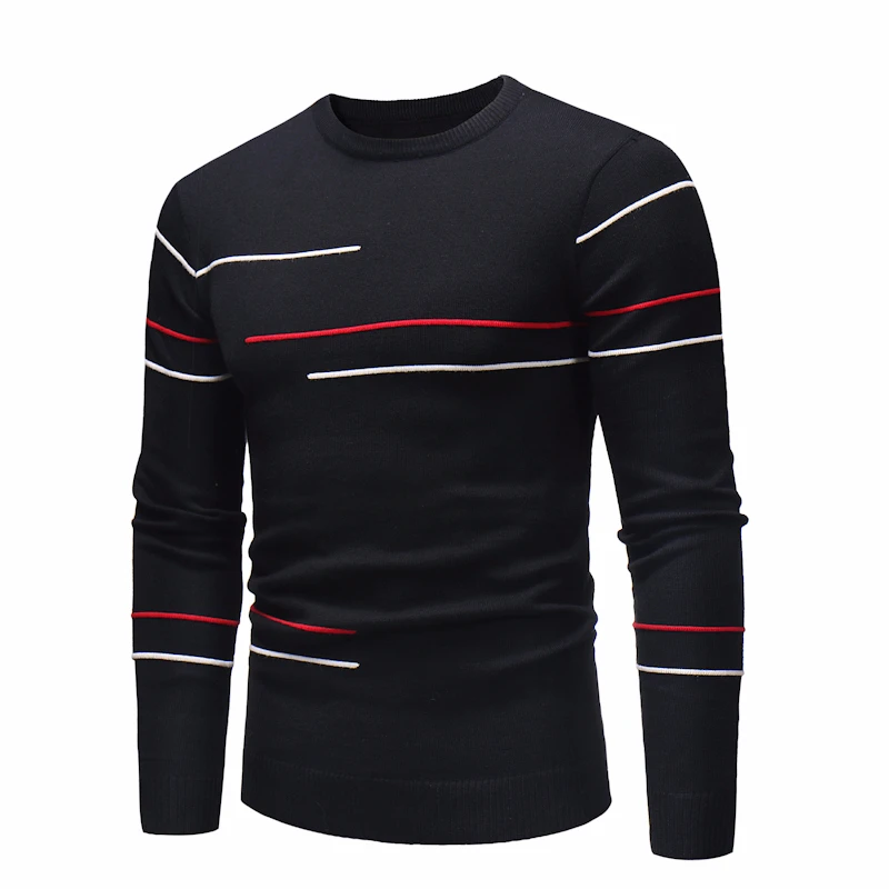 

Oufisun Men Autumn Causal O-Neck Hombre Striped Sweater Pullovers Men For Teens Brand New Oversized Knitwear Casual Sweaters Men