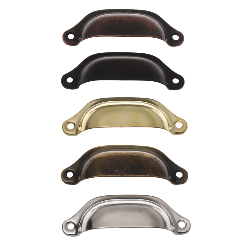 2PCS Antique Brass Shell Pull Handles Retro Iron Wardrobe Door 98MM Furniture Hardware Fittings Kitchen Drawer Knobs Cabinet furniture handles kitchen door handles