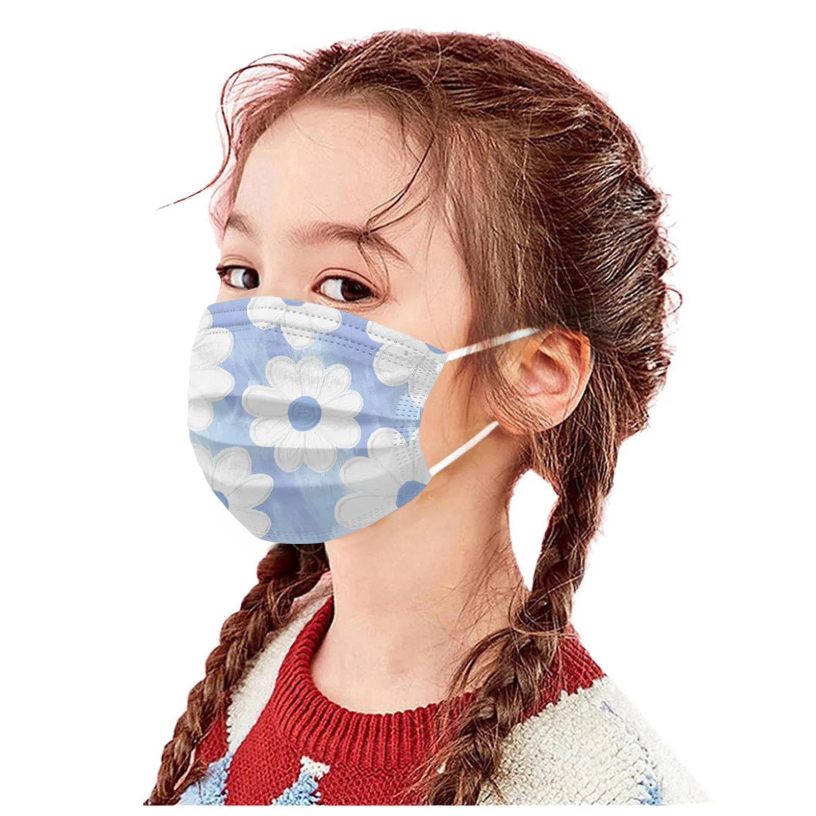 20pc Children Cartoon Print Disposable Face Masks 3 Layers Non-woven Mouth Cover Masks Mascarillas Headband Masque Enfants 2