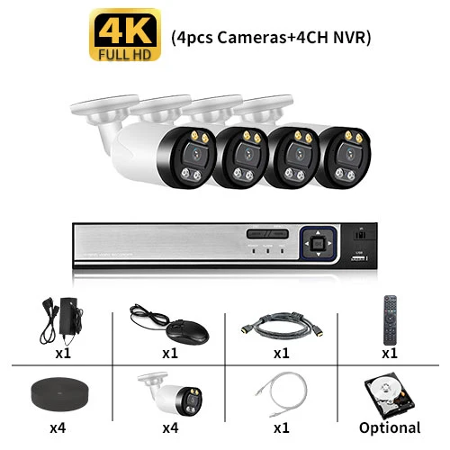 best outdoor security cameras Azishn 8MP 4K IP Bullet Camera 8CH NVR CCTV System Kit Outdoor Waterproof Two Way Audio Security Surveillance Protection Camera outdoor use surveillance cameras Surveillance Items