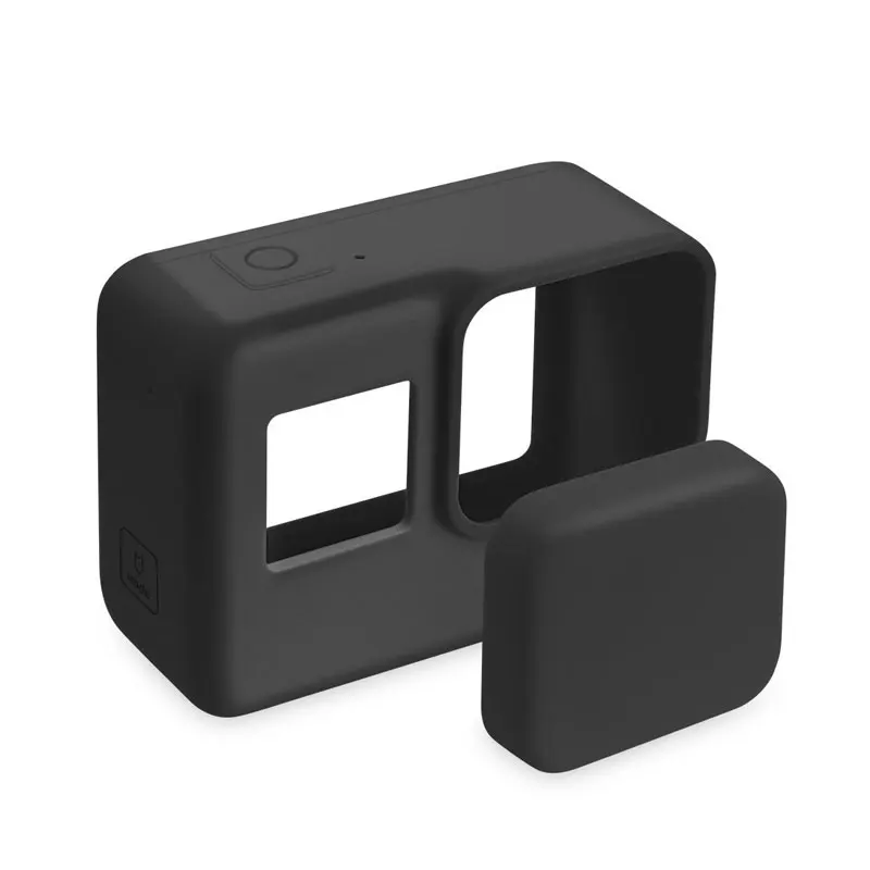 1 Set Black Аксессуары для Go Pro, чехол для экшн-камеры, защитный силиконовый чехол+ Крышка для объектива GoPro Hero 5 6 7 Black Hero camera - Цвет: 1 Set Black
