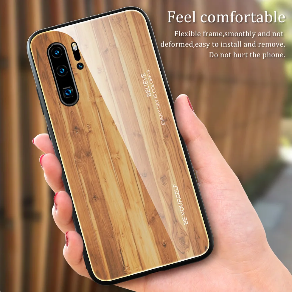 waterproof case for huawei Luxury Unique Wood Tempered glass Case For Huawei P20 P30 P40 Lite Mate 30 Pro Honor 10i 20 P Smart Plus 2019 Mobile Phone Cover silicone case for huawei phone