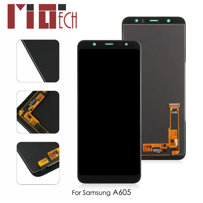 AMOLED/TFT lcd для samsung Galaxy A6 Plus A605 A6+ A605fd lcd дисплей кодирующий преобразователь сенсорного экрана в сборе Замена 6,0"