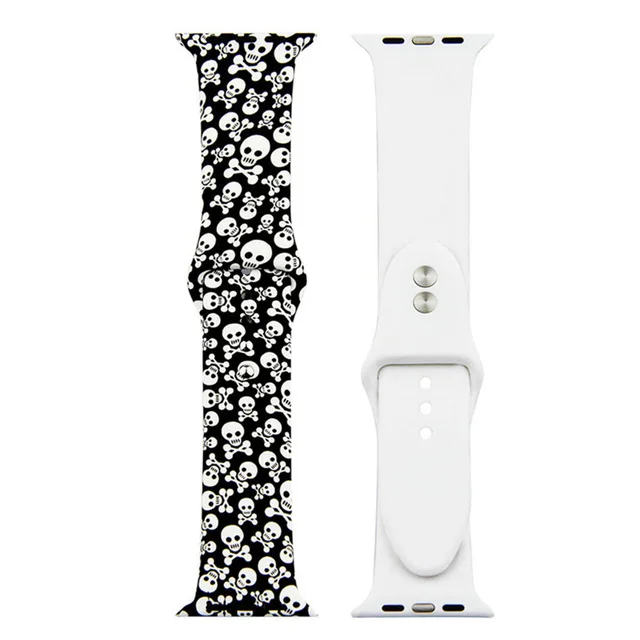 Силиконовый ремешок для Apple Watch, 38 мм, 42 мм, 40 мм, 44 мм, мягкий ремешок с мультипликационным принтом для мужчин и женщин, наручный ремешок для iwatch 5, 4, 3, 2 - Цвет: 7