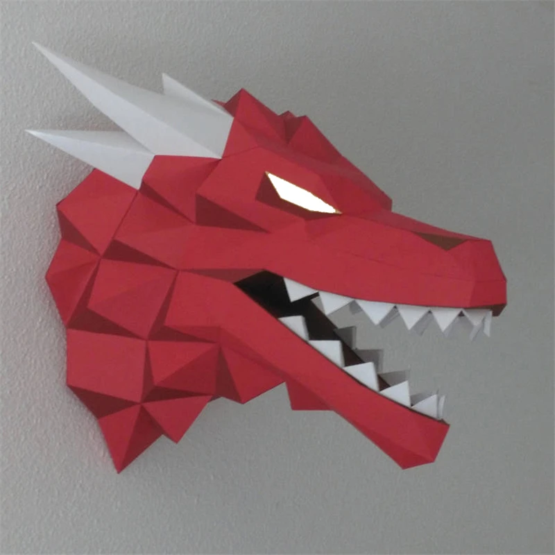 Game of Power Dragon Mother 3D Paper Puzzles Red Dragon Head Models Adult Gift Kids Wall Decorations Home Decor DIY Toys Art
