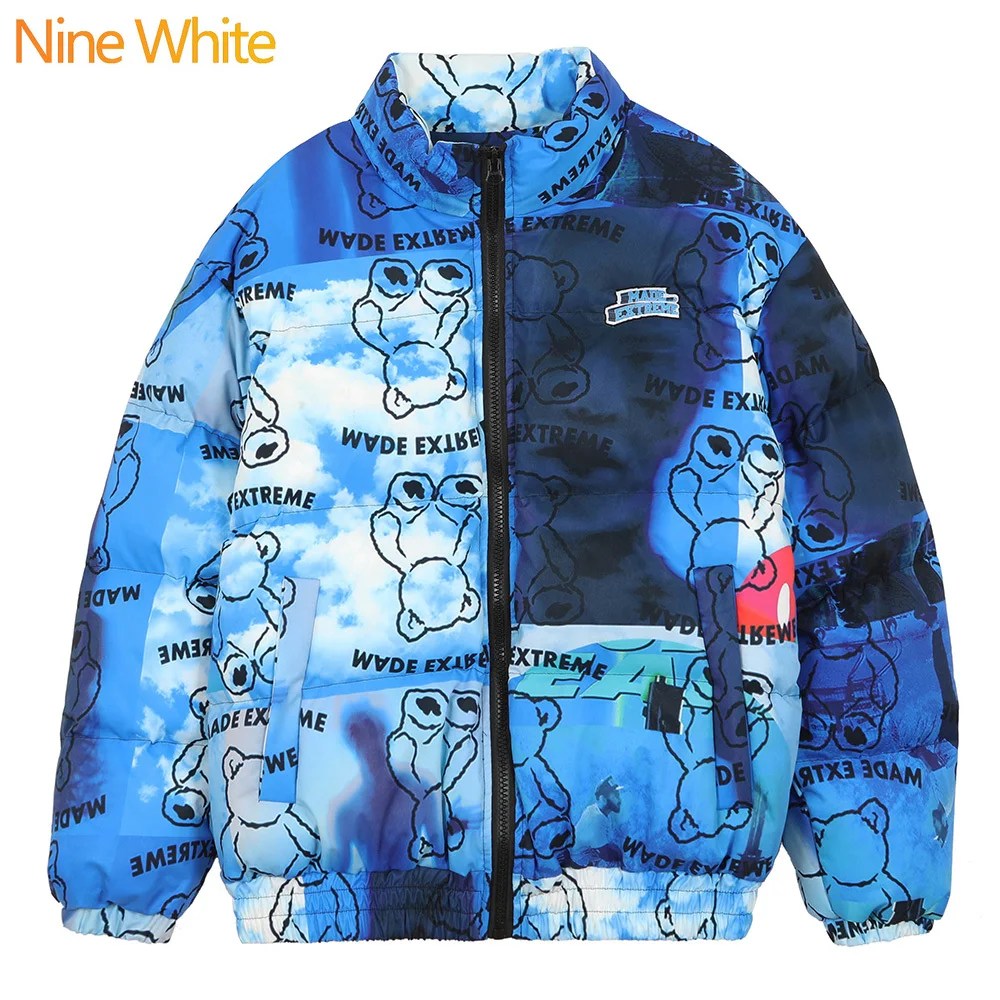 

2020 men and women hip hop street pure cotton letters retro printing solid color patchwork cotton pocket retro winter jacket