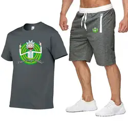 Комплект из двух предметов, Мужская футболка с короткими рукавами, укороченный топ + шорты, мужские спортивные костюмы 2019, Новая