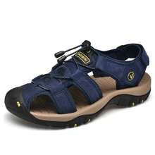 Classic Men's Sandals Summer Soft Sandals Comfortable Mens Shoes Genuine Leather Sandals Big Size Soft Outdoor Casual Shoes Men
