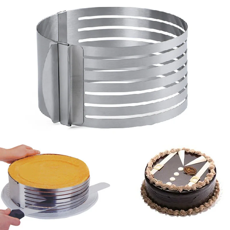 Adjustable 6-8inch Stainless Steel Cake Mousse Mould Layer Slice Cutter