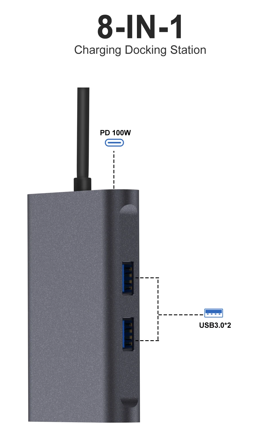 QGeeM 8 в 1 USB C концентратор для Macbook Pro usb-хаб 3,0 адаптер PD HDMI RJ45 TF SD 3,5 мм Aux type C концентратор для iPad Pro сплиттер док-станция