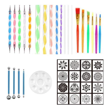 

40Pcs Portable Mandala Dotting Tools Set For Painting Rocks Dot Kit Rock Stone Painting Pen Polka Dot Art Tool Template Cosmetic