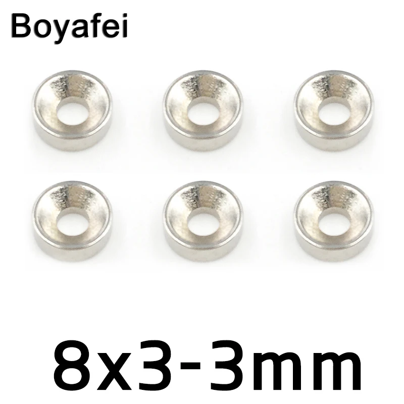 

200/500/1000pcs 8x3mmHole 3 mm Super Strong Ring Loop Countersunk Magnet Rare Earth Neo Neodymium Magnets 8*3-3mm
