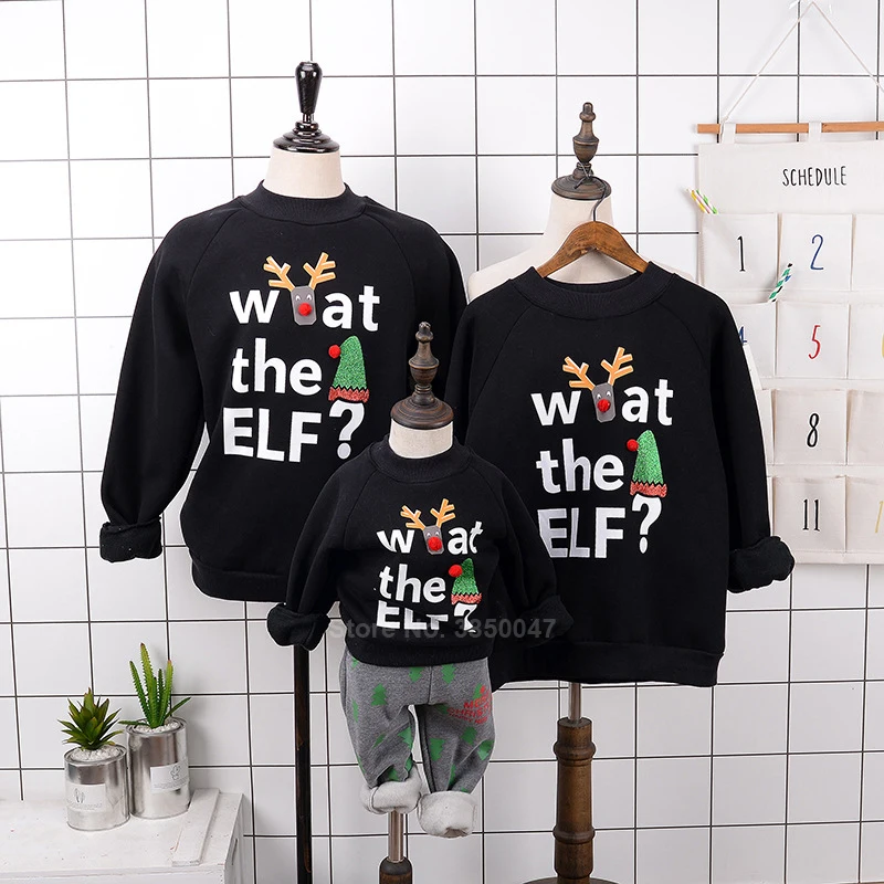 One sweater13 Рождественские пижамы для всей семьи, для мамы и дочки, на год, на Рождество, теплые флисовые свитера с капюшоном, мужские и женские свитшоты с Санта Клаусом - Цвет: One sweater13