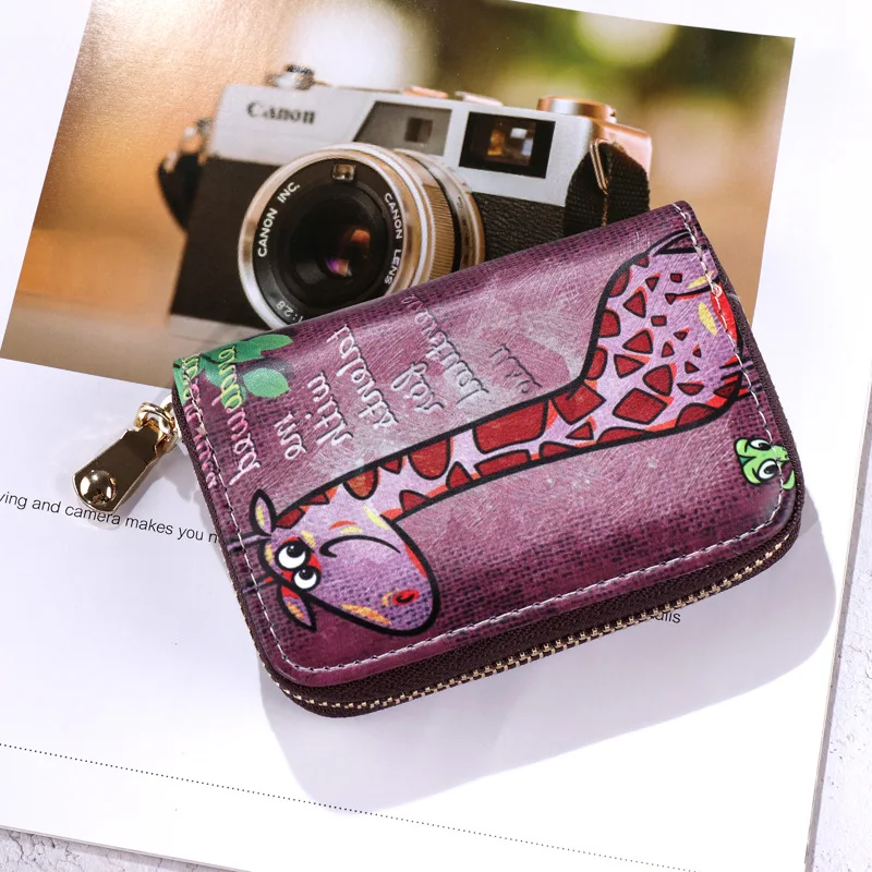 1 card holder Модный женский кожаный бумажник для карт граффити Печать на визитки упаковка держатель для кредитных карт Чехол короткий кошелек мини клатч - Цвет: 1 card holder