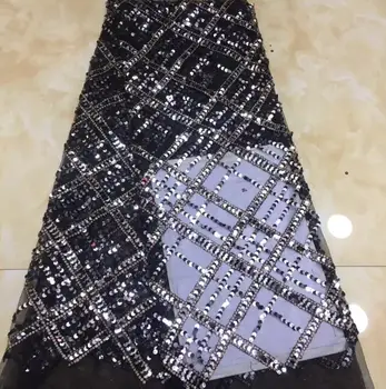 

Embroidered Net Fabric with beads With super Quality David-9.9913 African Tulle Lace Fabric For party dress