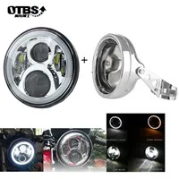 60W Halo light Silve 7 дюймов 60 Вт DOT SAE E9 мотоцикл фары с угловым глазом светодиодные фары 7 дюймов корпус лопасти отделка кольцо - Цвет: 60W Halo light Silve