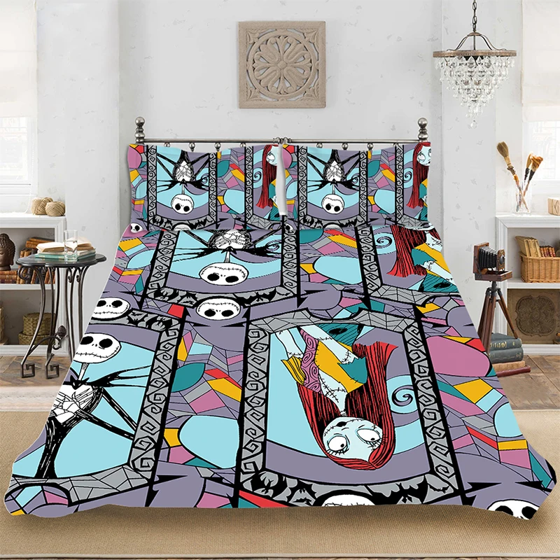 

Bedding set Bedclothes Include Duvet Cover Pillowcase Print Home Textile Bed Linens Nightmare Before Christmas King-Full Size