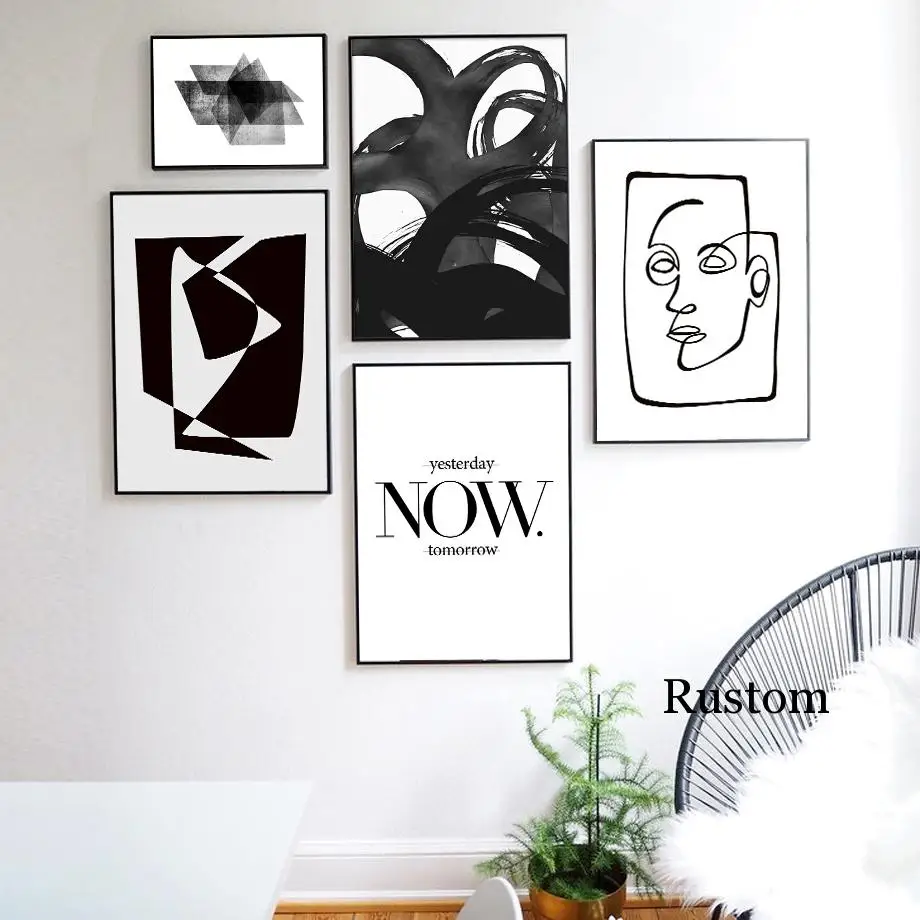 

Abstract Nordic Decor Poster Black and White Minimalist Paintings On The Wall Picture On Wall Loft Frameless Art Prints
