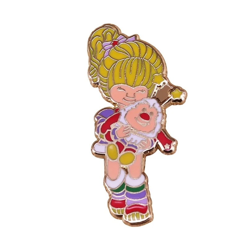 Яркий значок Rainbow Brite в стиле ретро 80-х мультяшный отличный стартер для разговора |