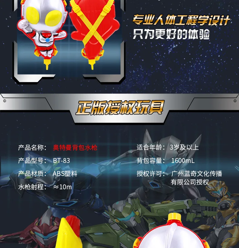 Детский водяной пистолет Ultraman power из железа и стали, рюкзак с принтом дракона, водяной пистолет, Мультяшные Игрушки для мальчиков
