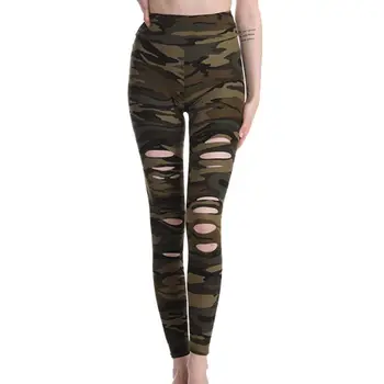 

Women High Waist Yoga Sports Pants Cutout Ripped Snakeskin Camo Skinny Leggings 449F
