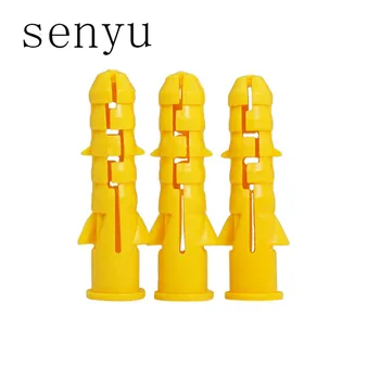 

LUHUICHANG 200pcs M6 M8 M10 Yellow Ribbed Plastic Anchor Wall Plastic Expansion Pipe Tube Wall Plugs Drywall