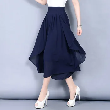 

Women Casual Loose Wide Leg Pants Elastic Waist Pants Solid Long Pants Plus Size Girl Shopping Party Trousers 2019